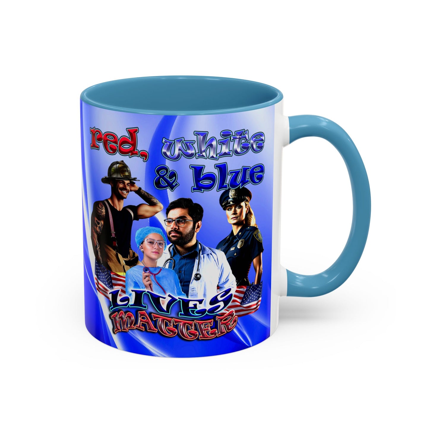 rw&b lives matter - Accent Mug (blue-white wave)