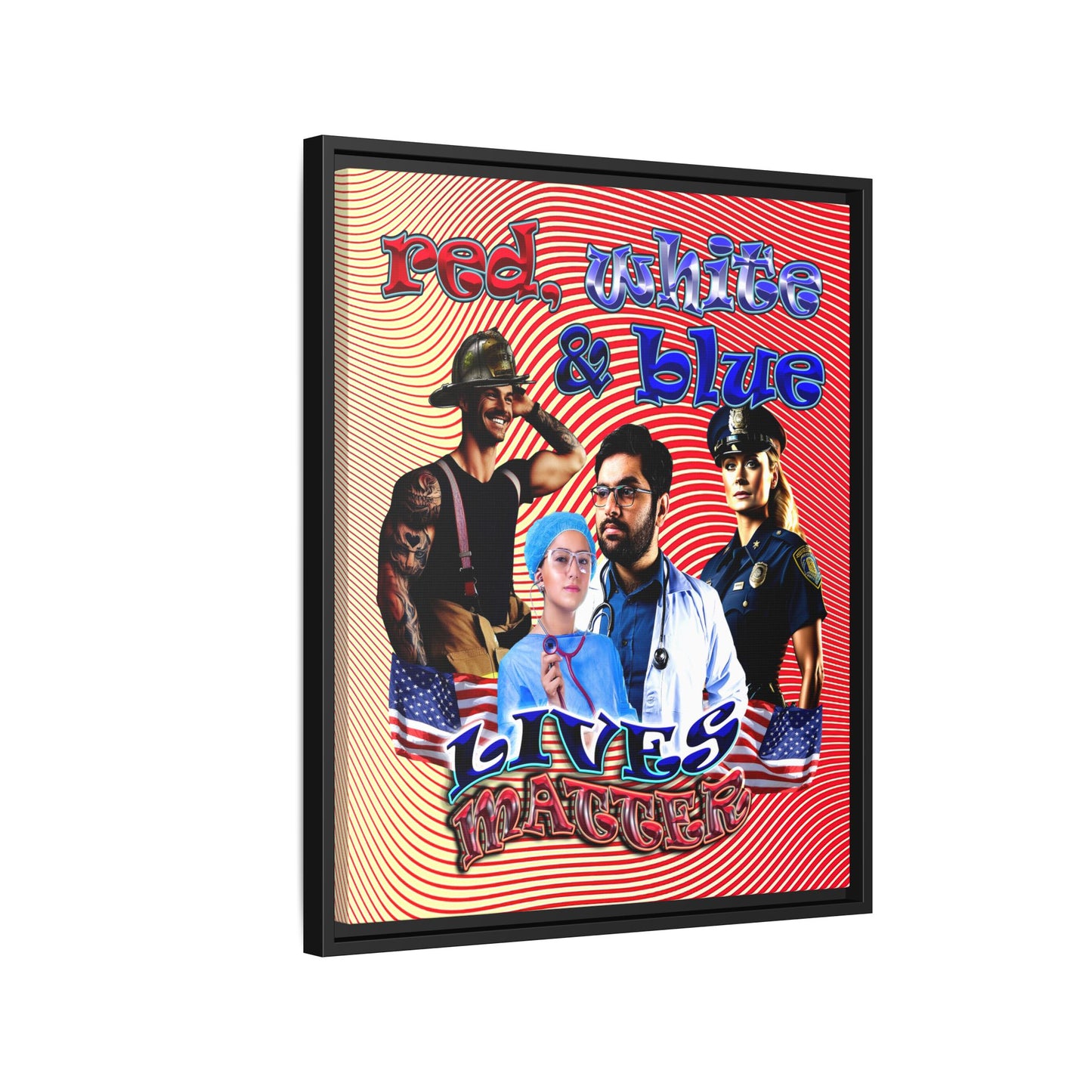 rw&b lives matter - framed canvas art (yellow-orange wave)
