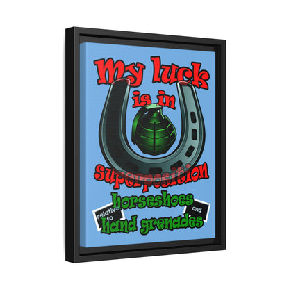 my luck - framed canvas art (light blue)