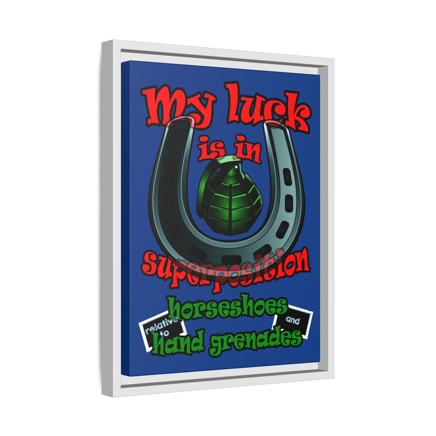 my luck - framed canvas art (dark blue)