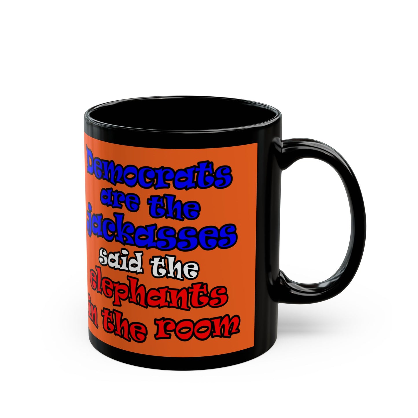 donkeys and elephants - Black Mug (orange)