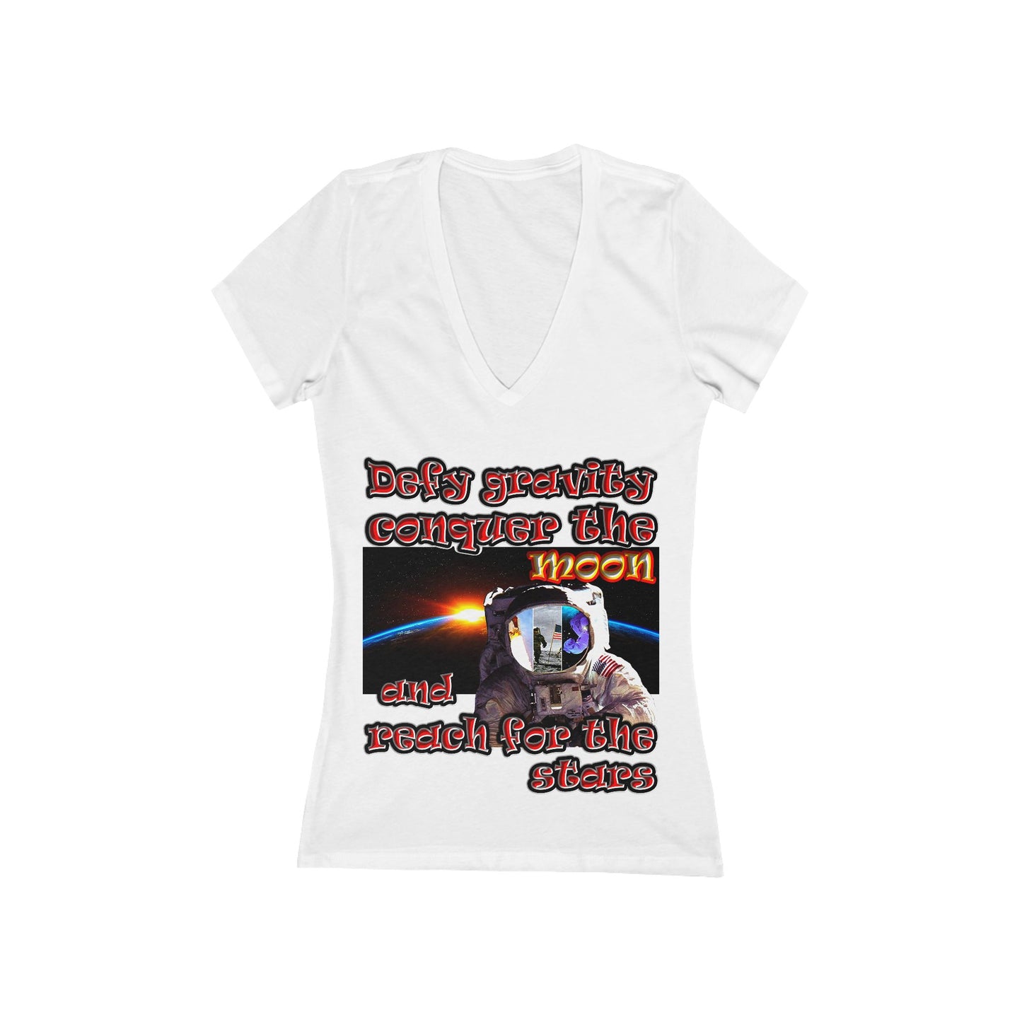 defy conquer reach - Women's Jersey Short Sleeve Deep V-Neck Tee