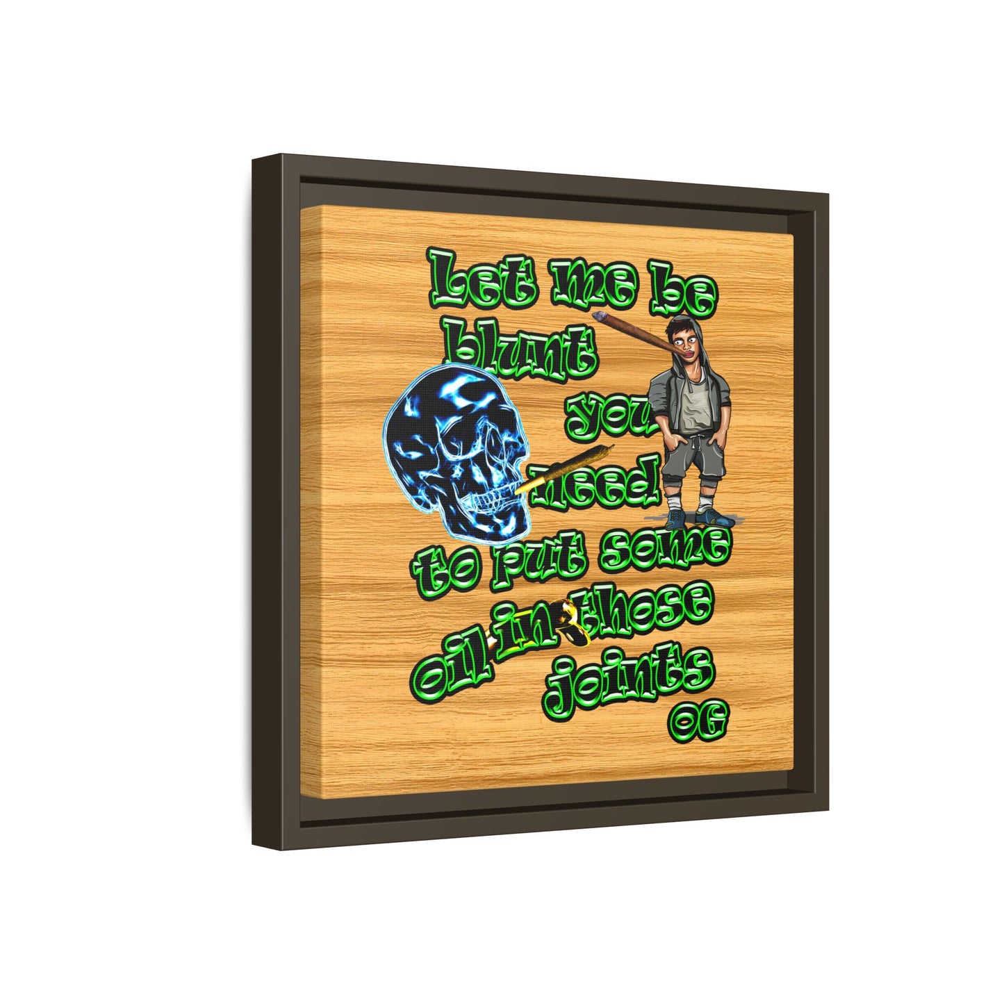og - framed canvas art (butterscotch wood finish)