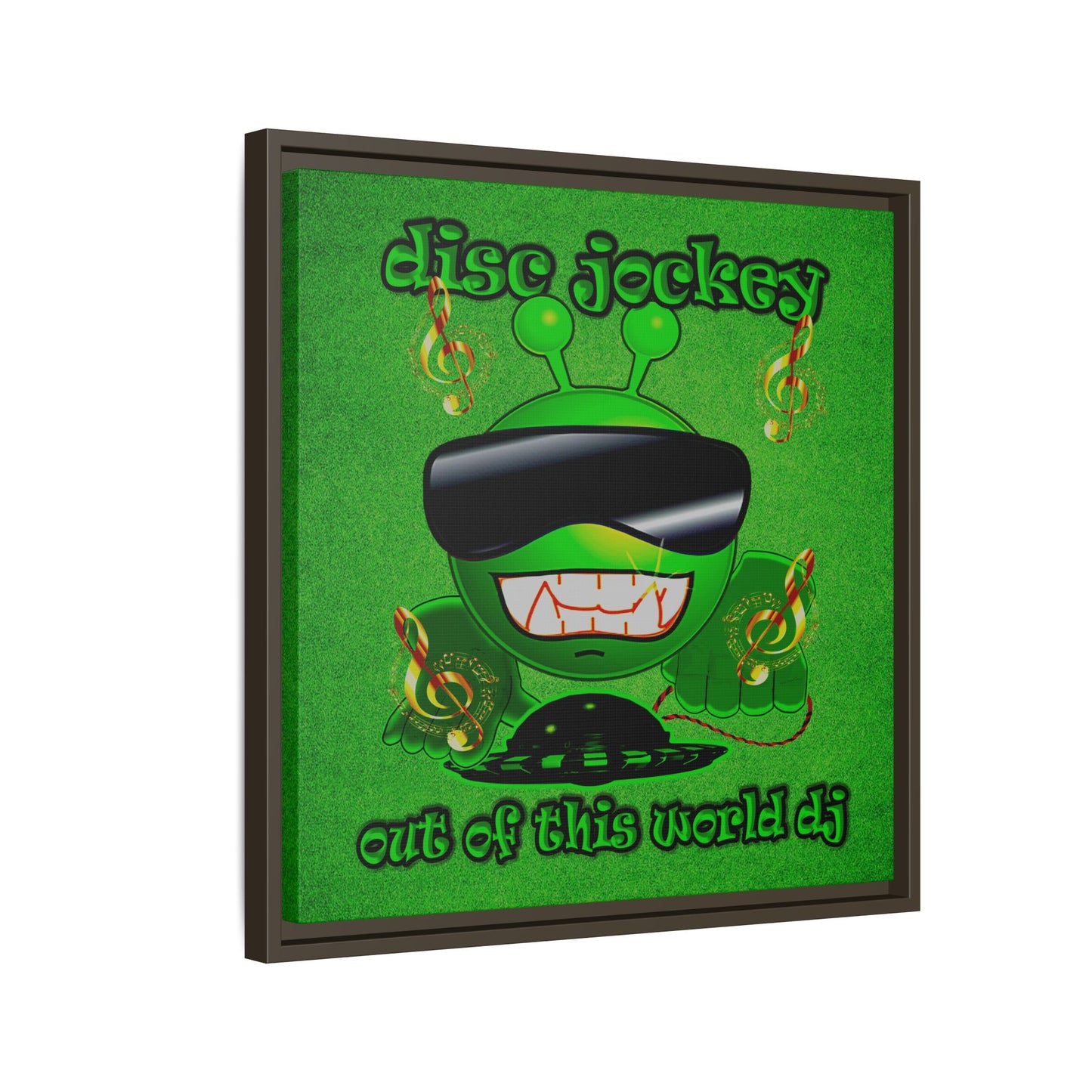 disc jockey - framed canvas art (green turf)