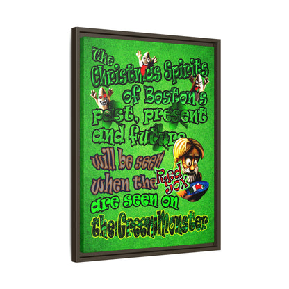 christmas spirits of boston - framed canvas art (green turf)