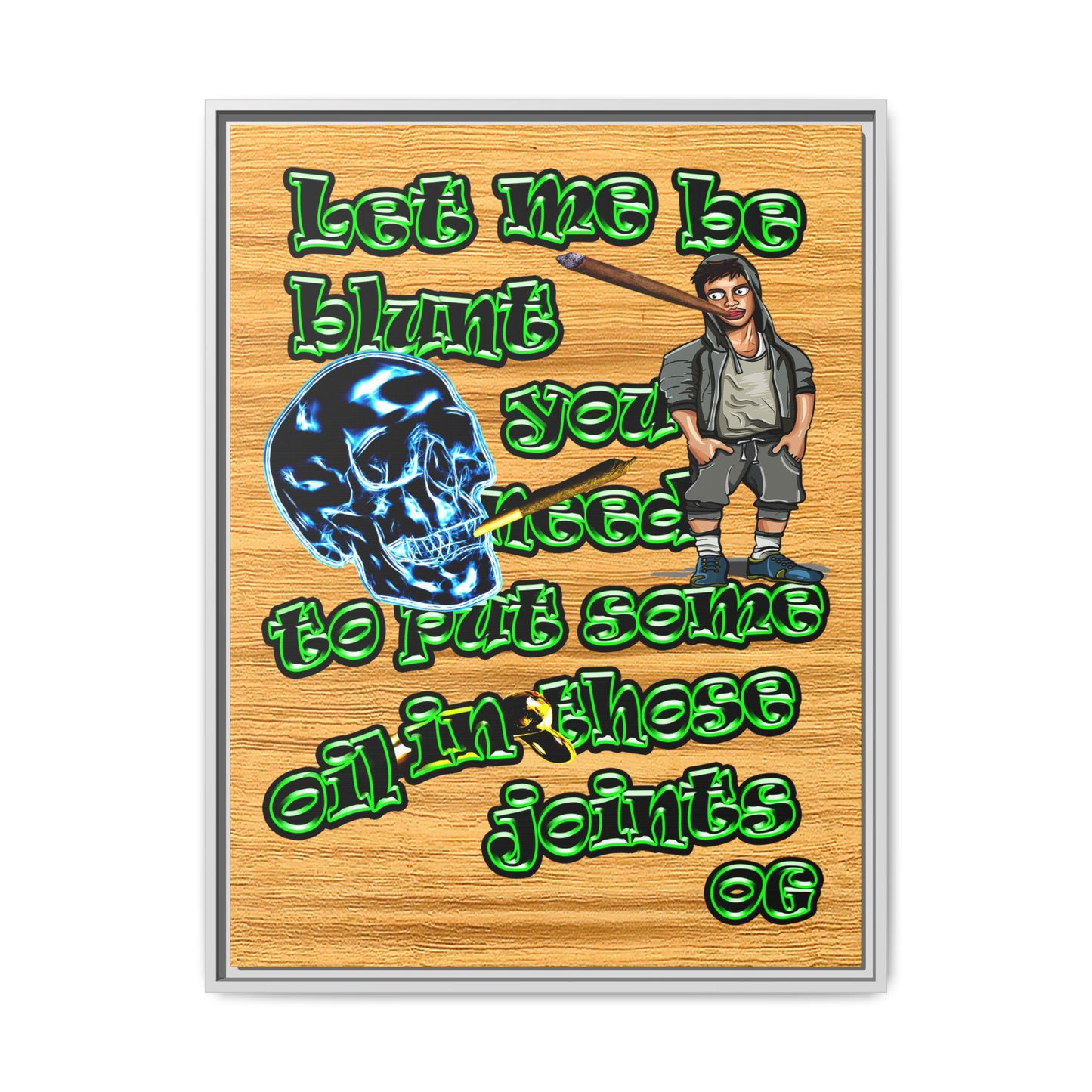 og - framed canvas art (butterscotch wood finish)