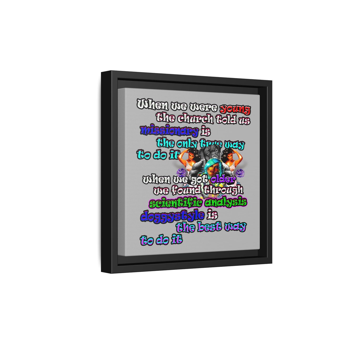 doggystyle - framed canvas art (light grey)