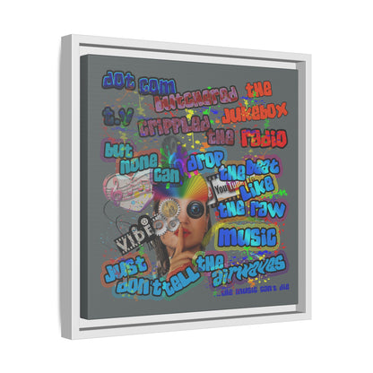 drop the beat - framed canvas art (dark grey)