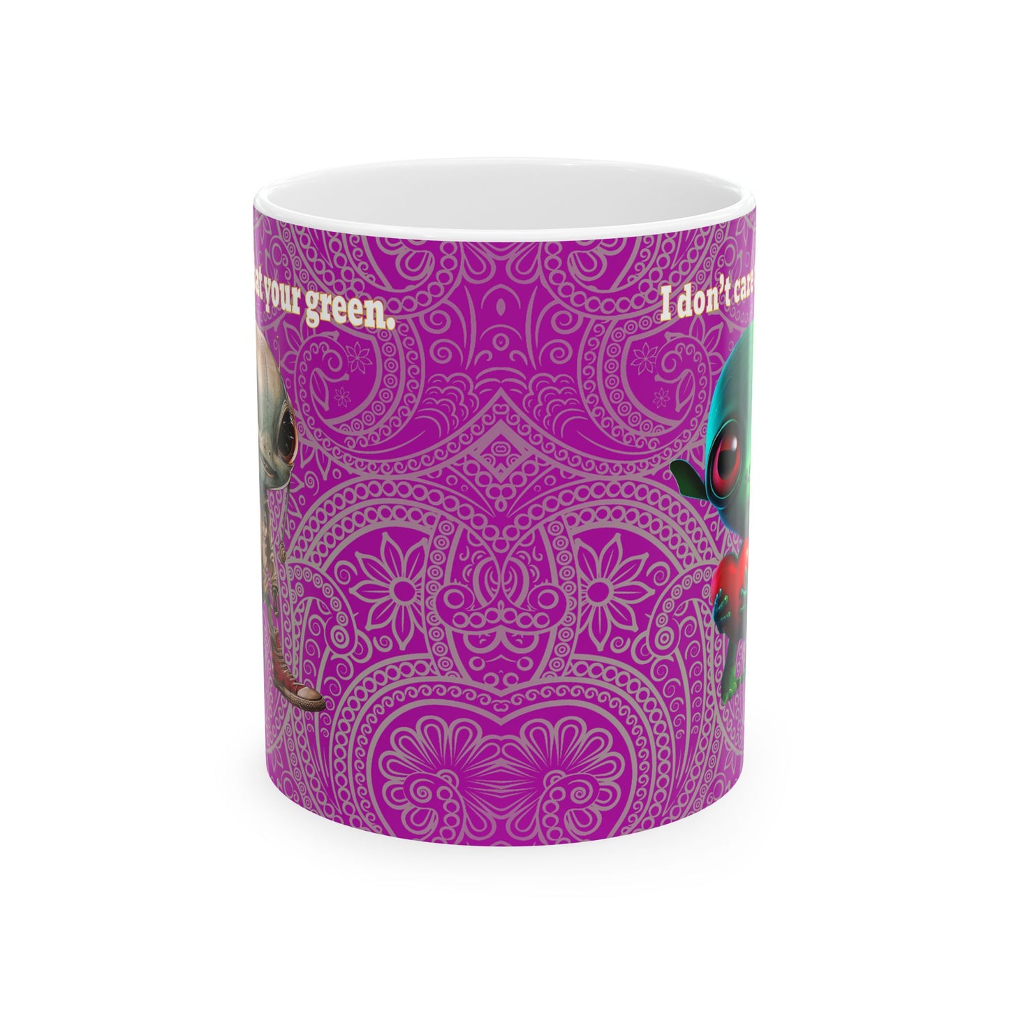 I don't care that your grey - White Mug (pink swirl)