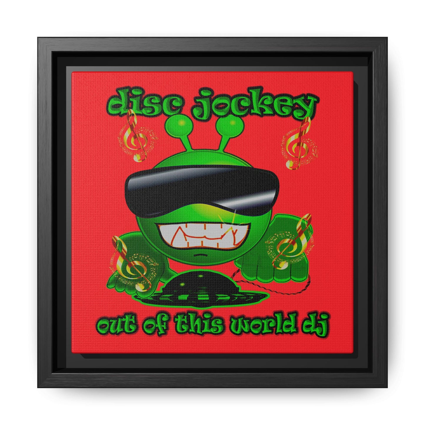 disc jockey - framed canvas art (red)