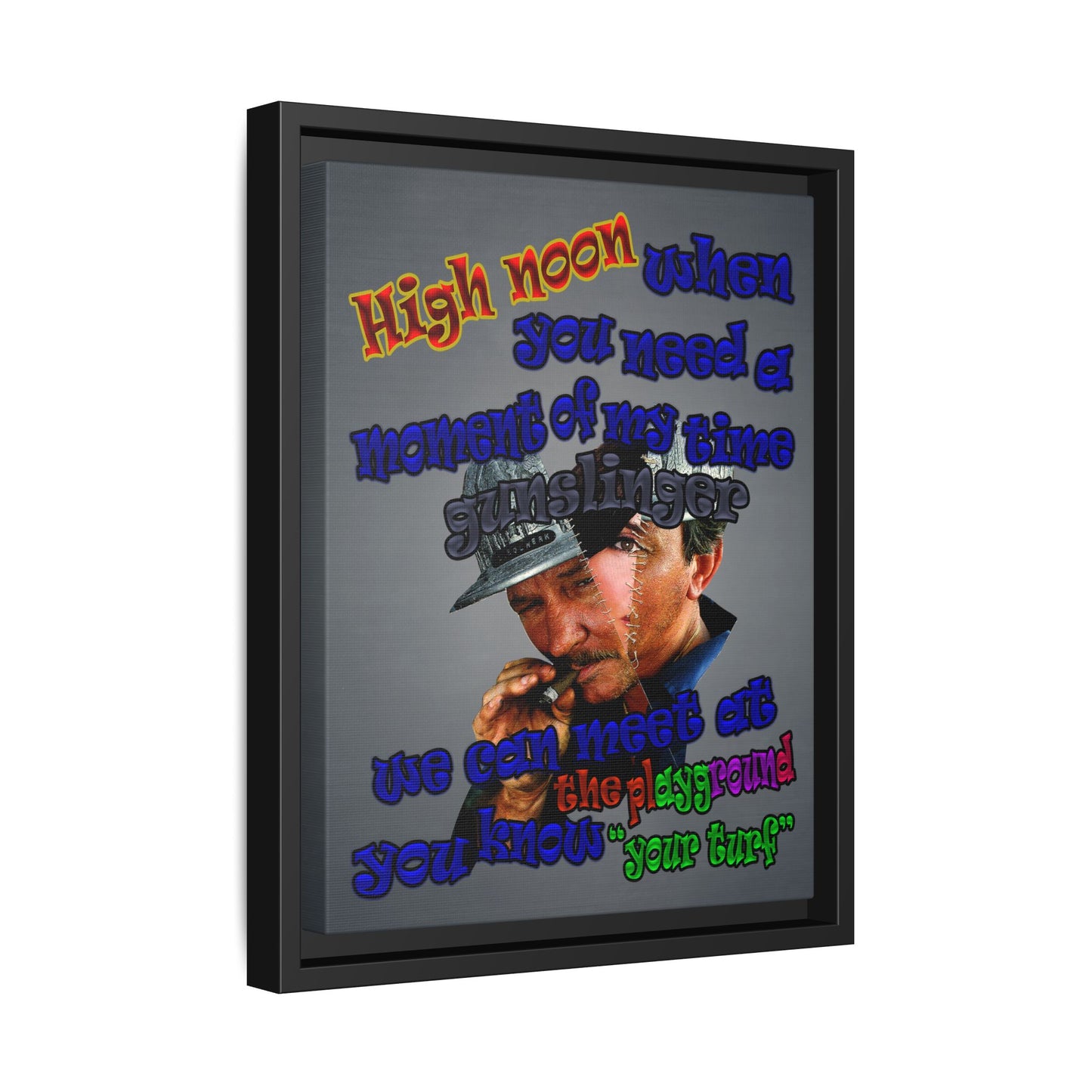 high noon - framed canvas art (grey-light grey)