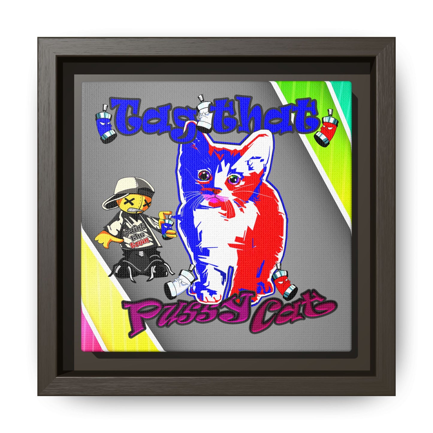 tag that - framed canvas art (rainbow split)