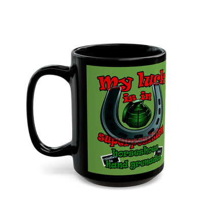 my luck - Black Mug (green)