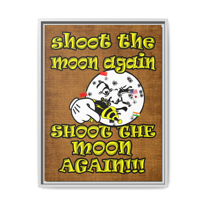 shoot the moon again - framed canvas art (brown papyrus)
