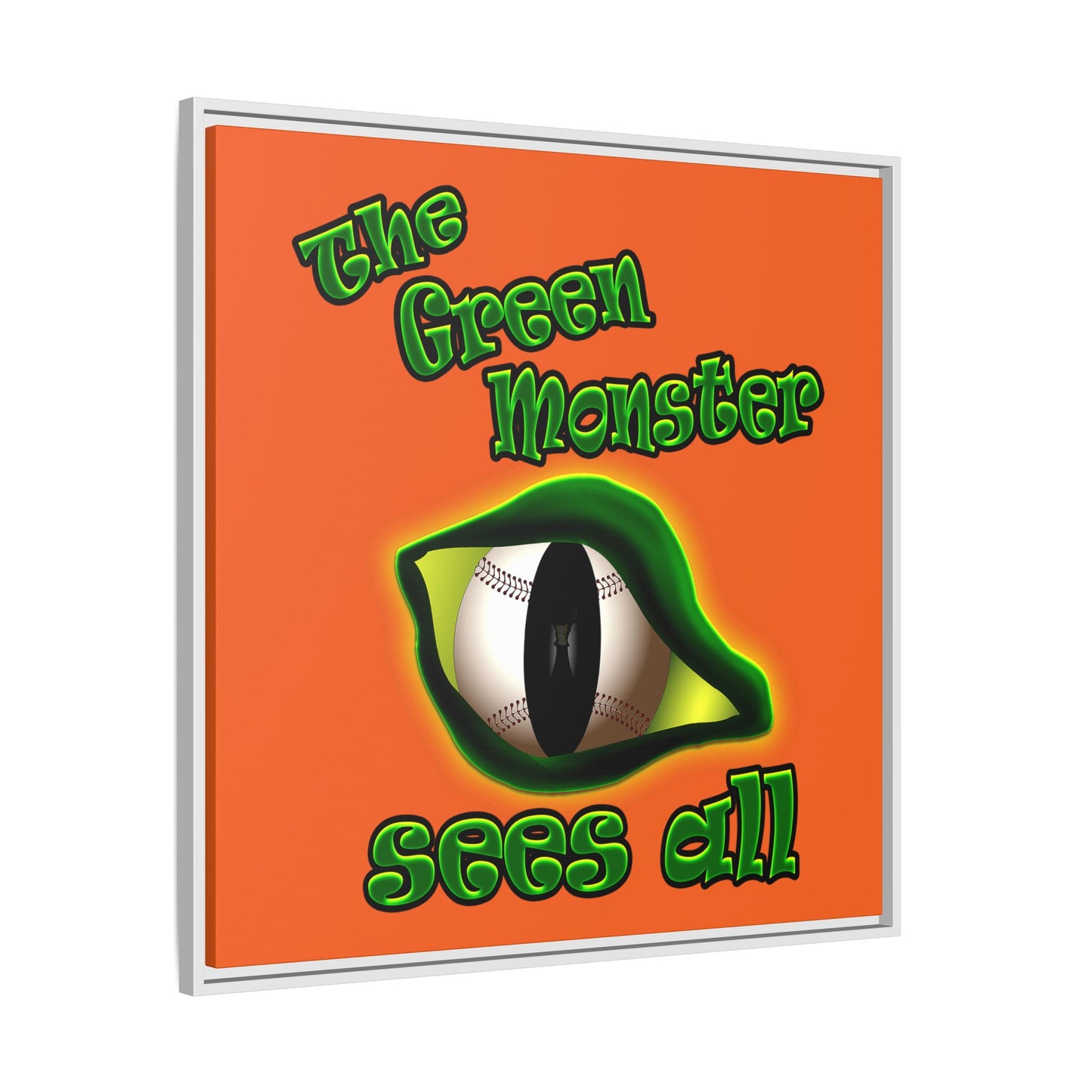green monster - framed canvas art (orange)