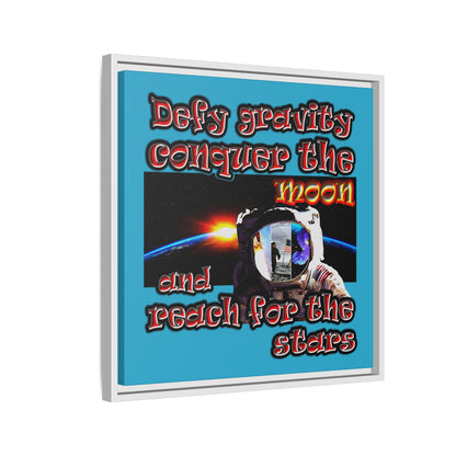 defy conquer reach - framed canvas art (turquoise)