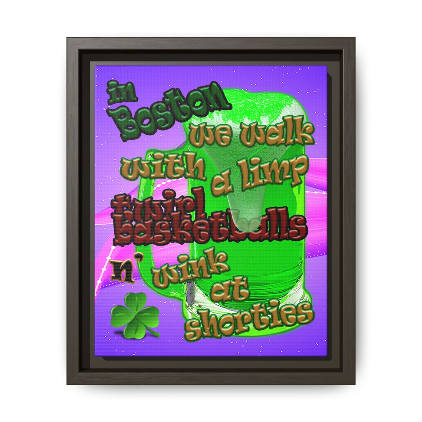 celtics logo - framed canvas art (purple-pink wave)
