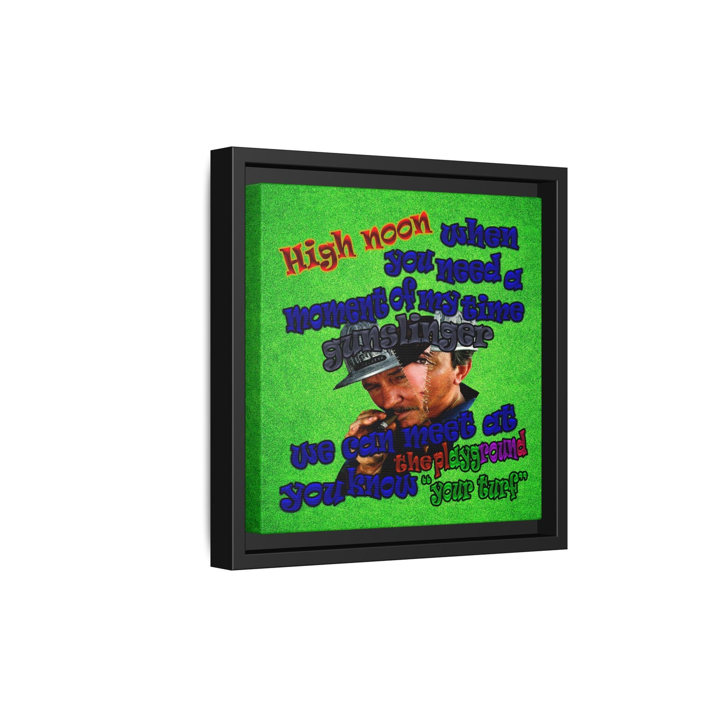 high noon - framed canvas art (green turf)