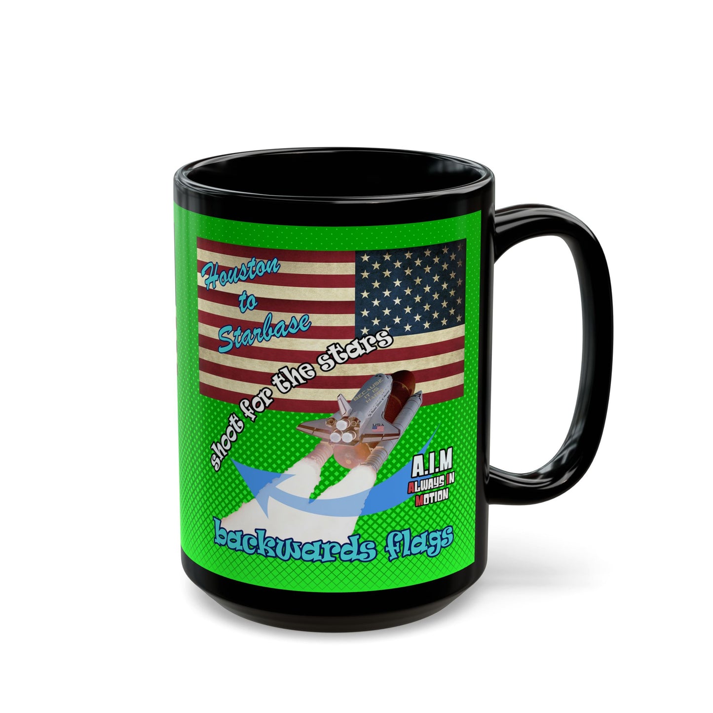 shoot for the stars - Black Mug (logo green)