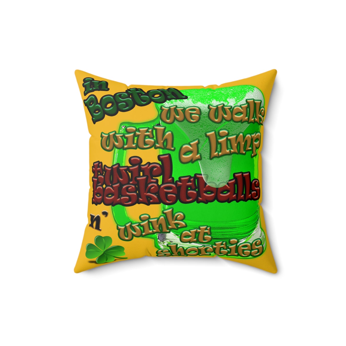 celtics logo - Faux Suede Square Pillow - (yellow)