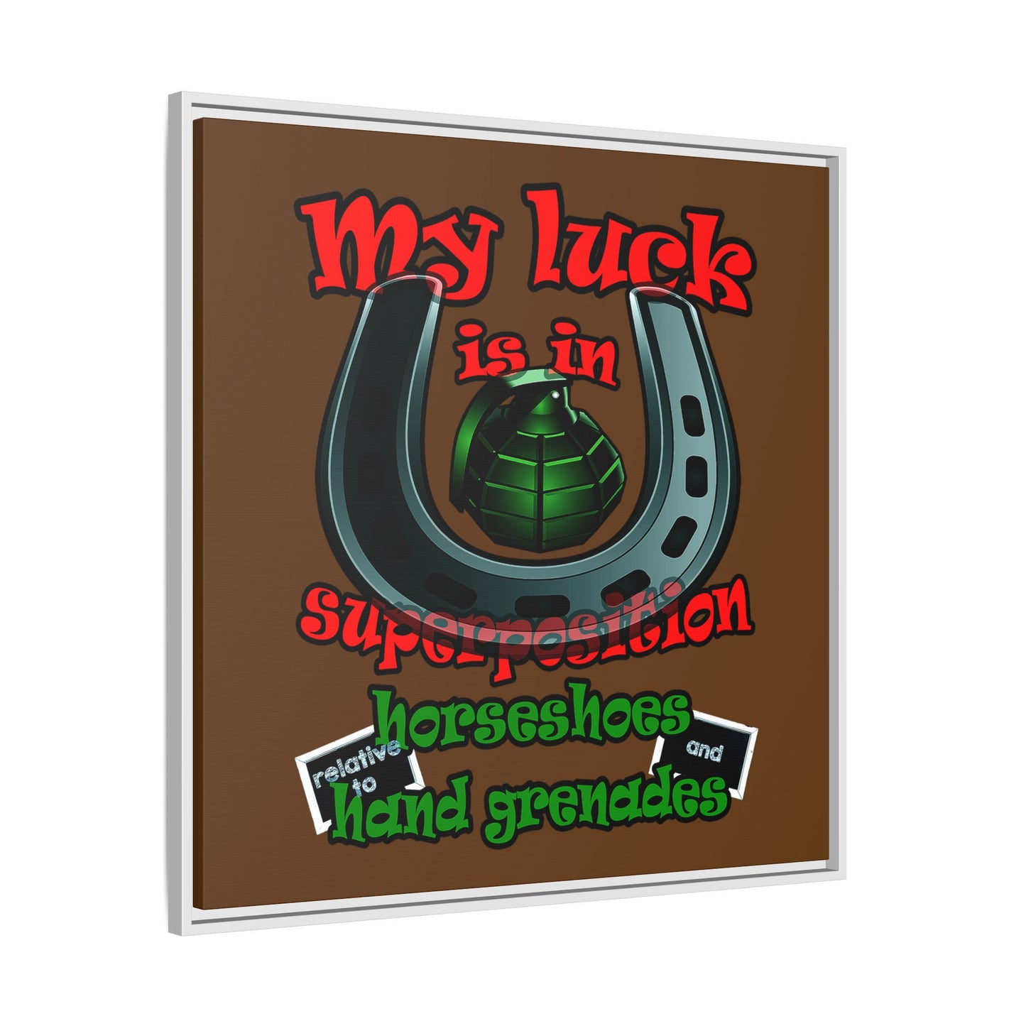 my luck - framed canvas art (brown)