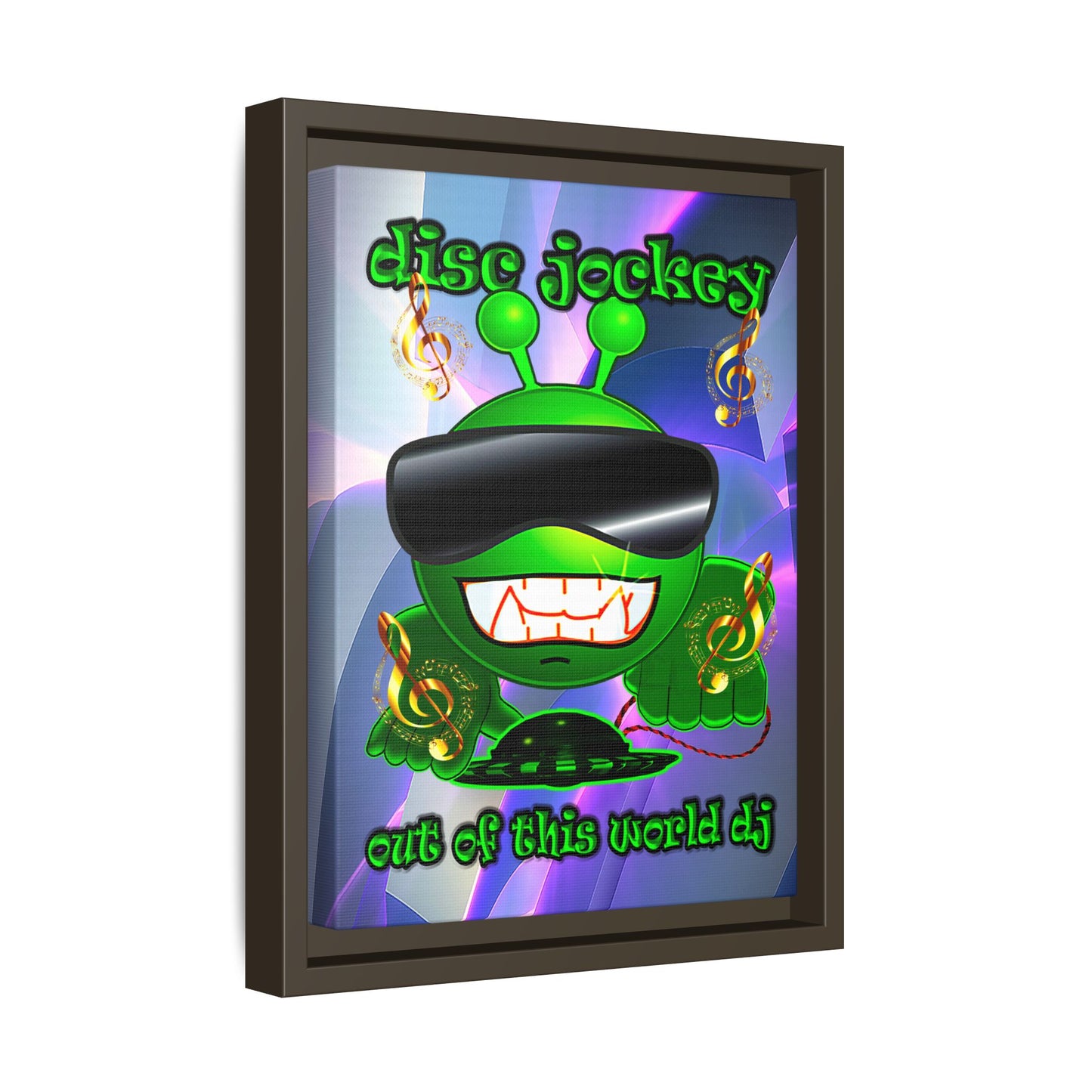 disc jockey - framed canvas art (grey-pink wave)