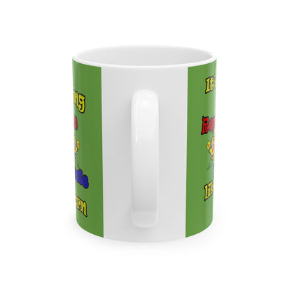 popping like popcorn - White Mug (green)