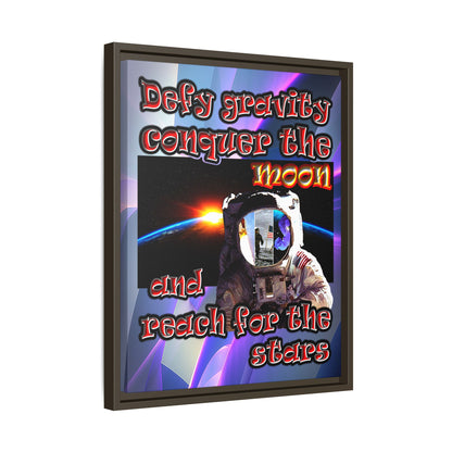 defy conquer reach - framed canvas art (grey-pink wave)
