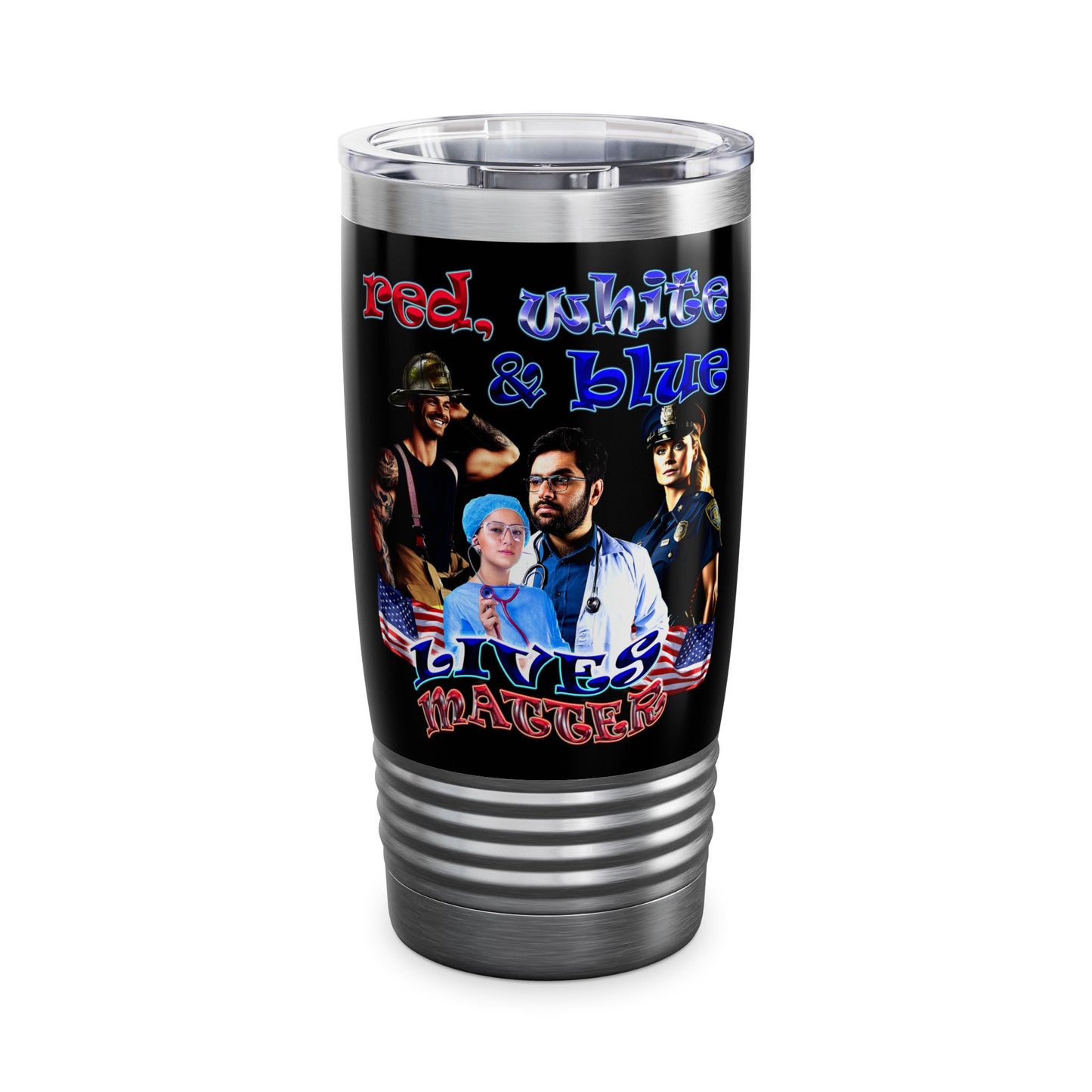 rw&b lives matter - Ringneck Tumbler, 20oz (black)