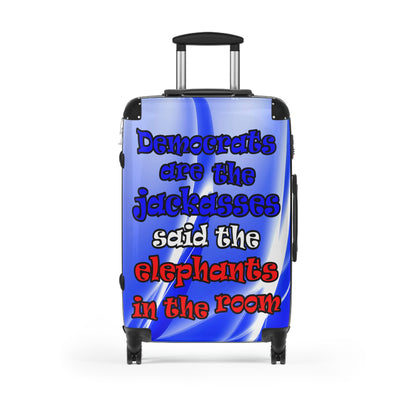 donkeys and elephants - Suitcase (blue-white wave)