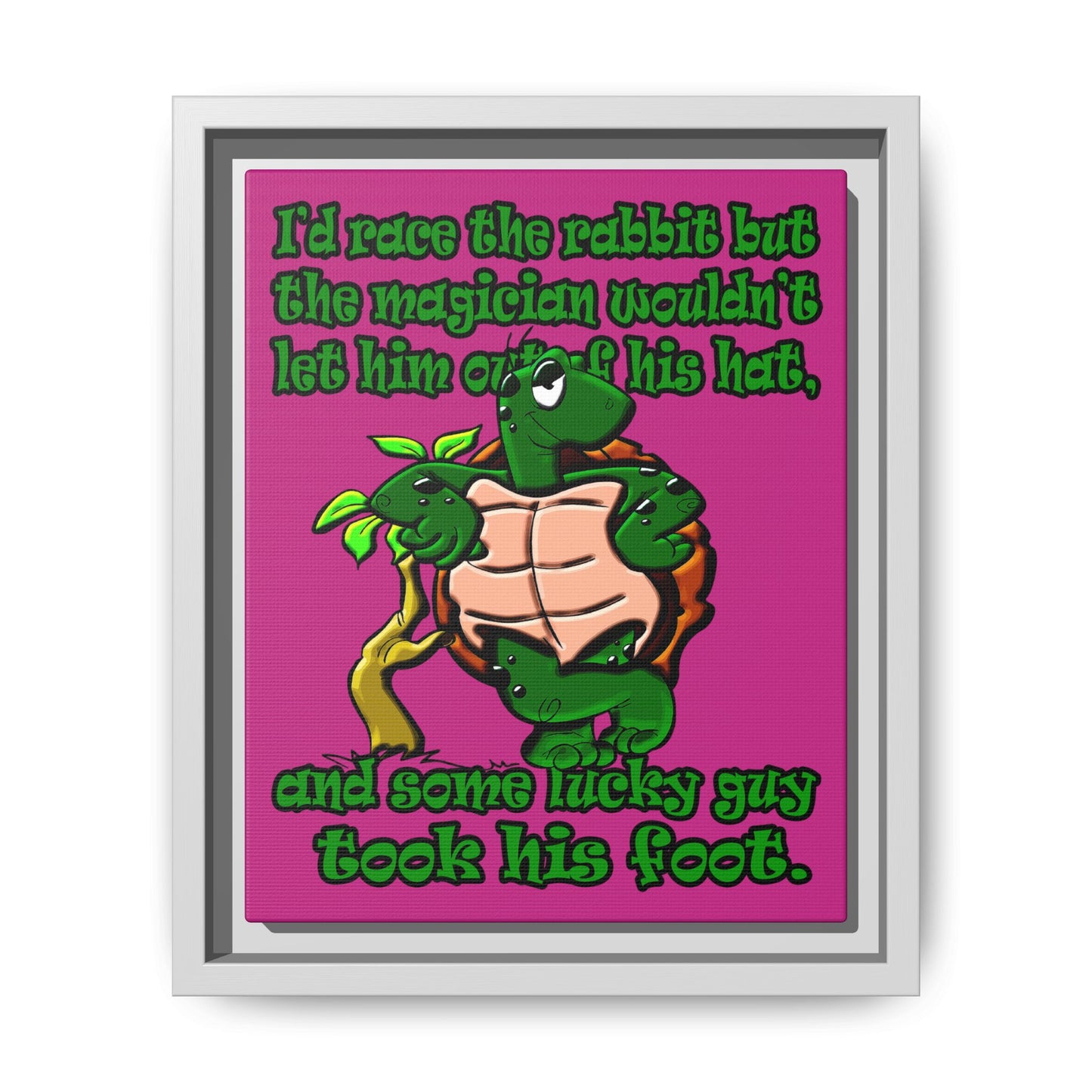 turtle race - framed canvas art (pink)