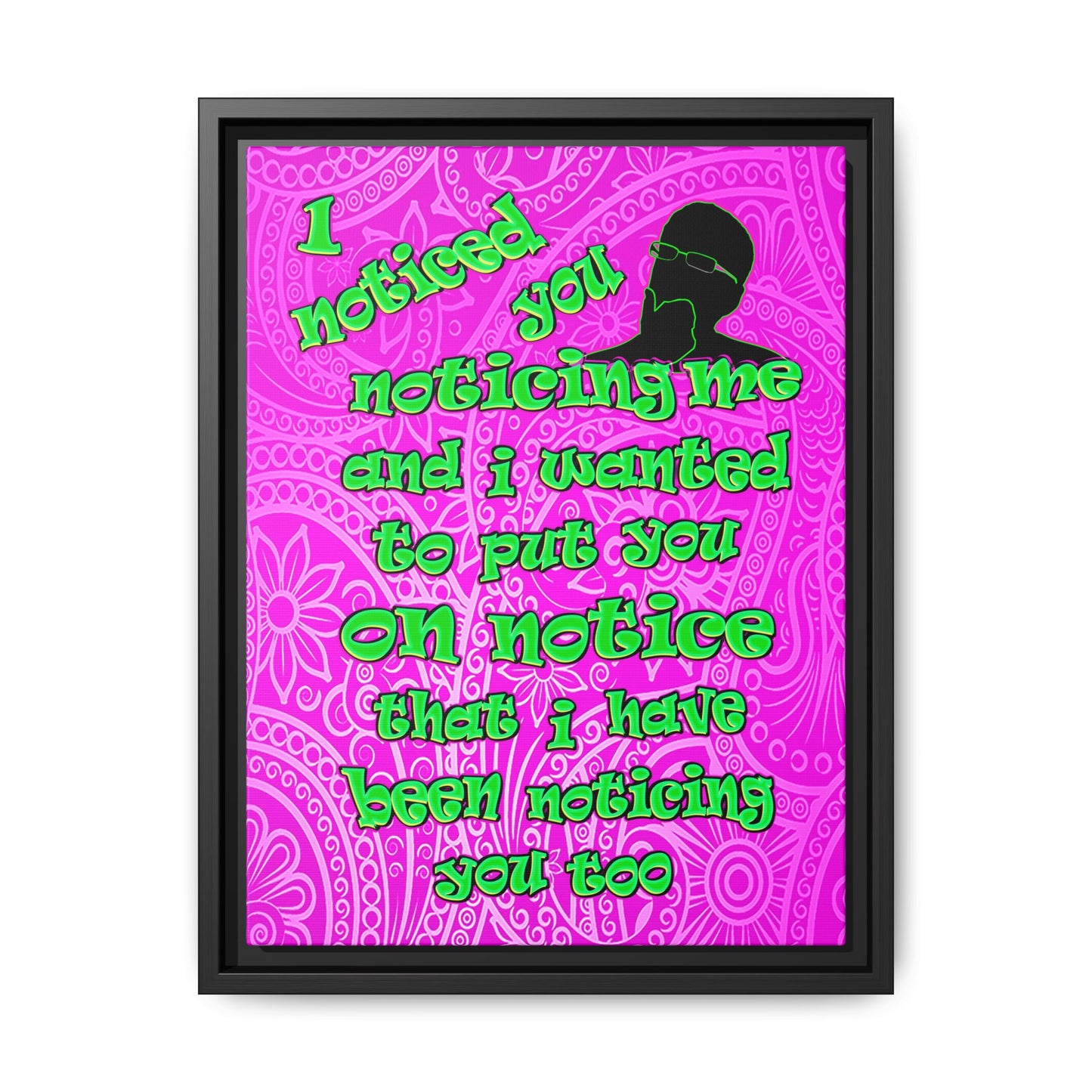 noticed you noticing - framed canvas art (pink swirl)