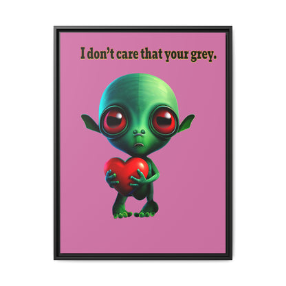 I don't care that your grey - framed canvas art (light pink)