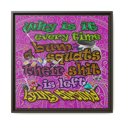 the bum's shit - framed canvas art (pink swirl)