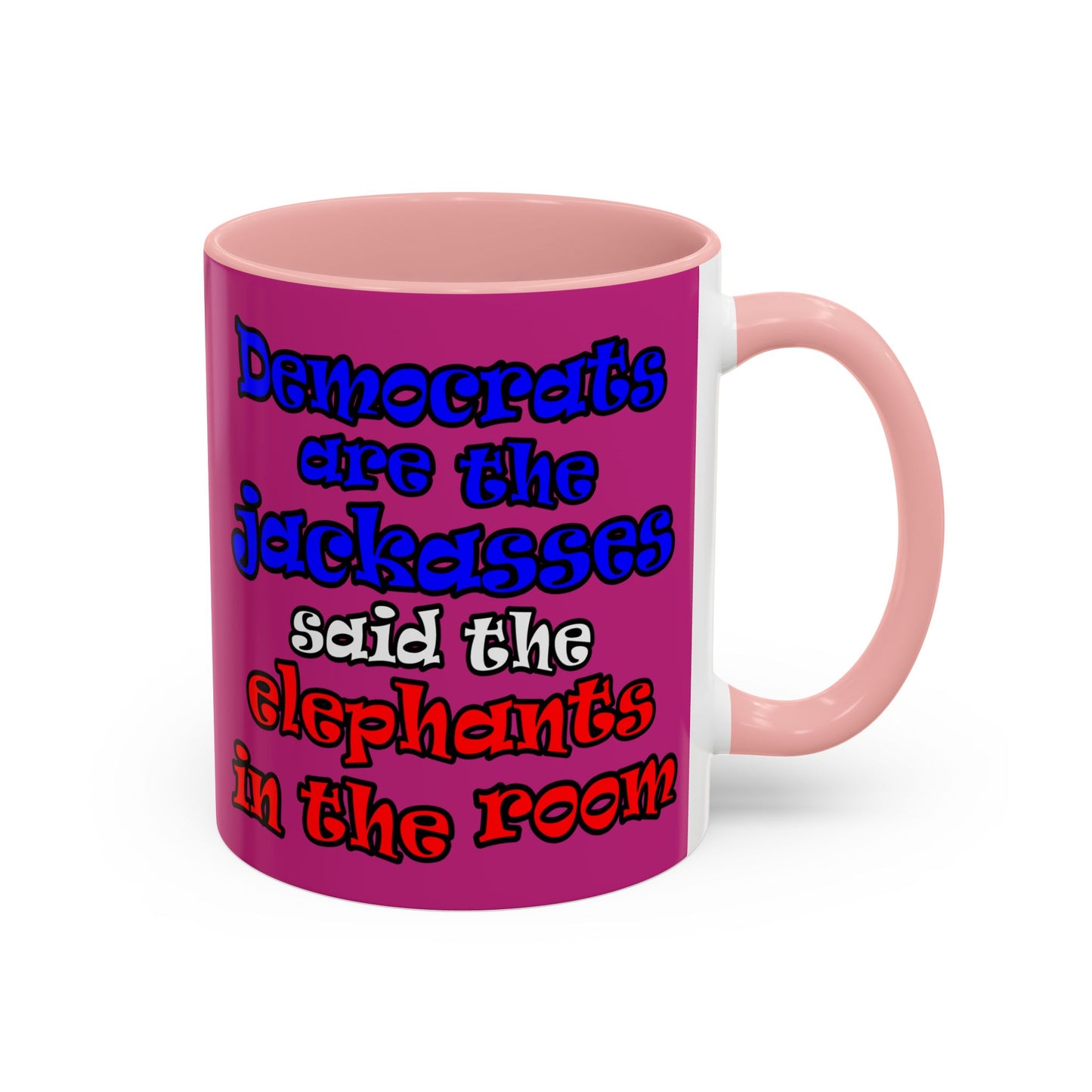 donkeys and elephants - Accent Mug (pink)
