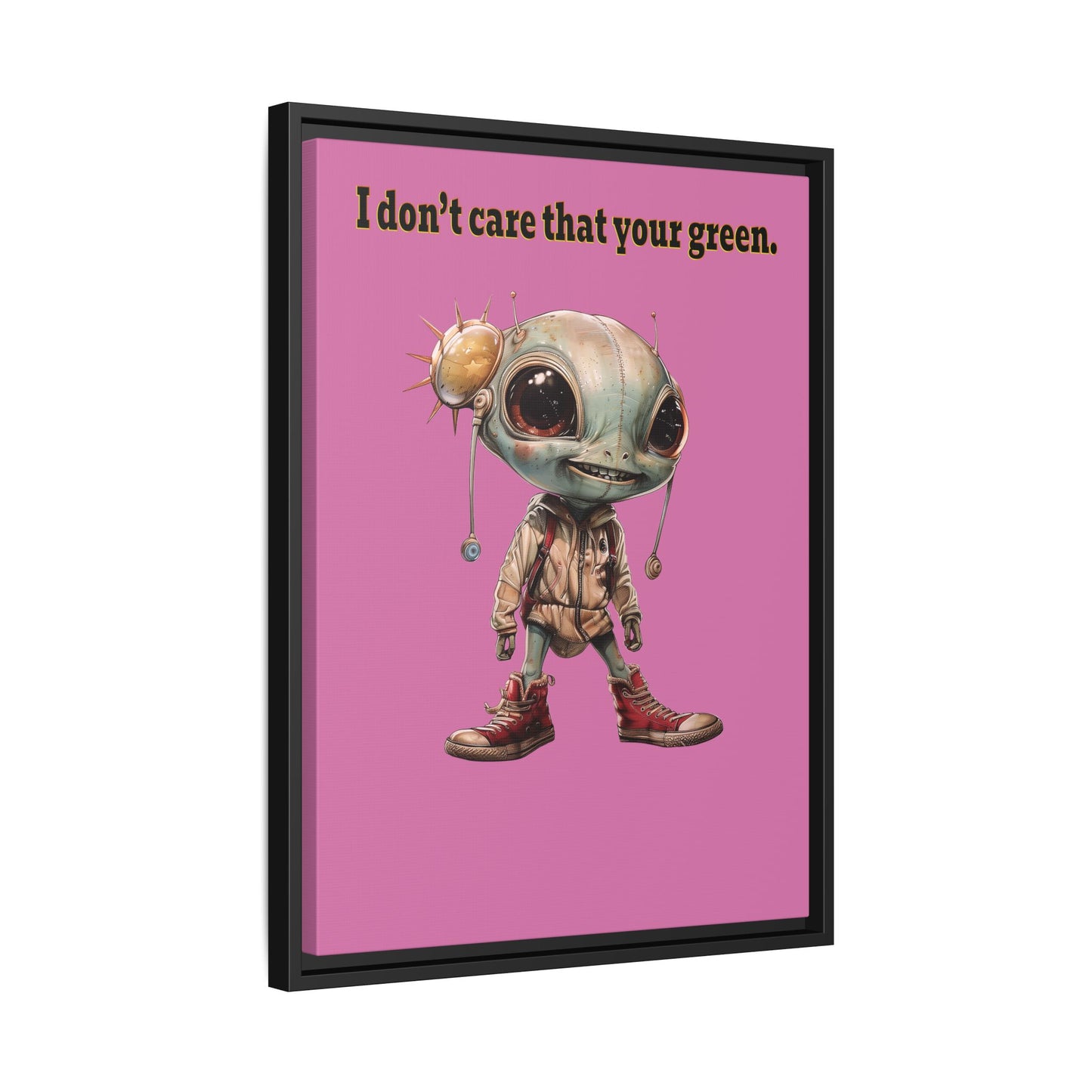 I don't care that your green - framed canvas art (light pink)