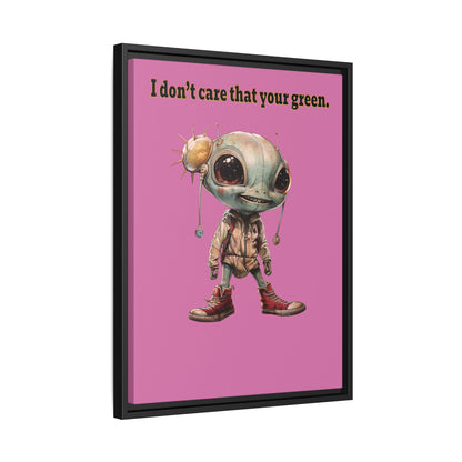 I don't care that your green - framed canvas art (light pink)