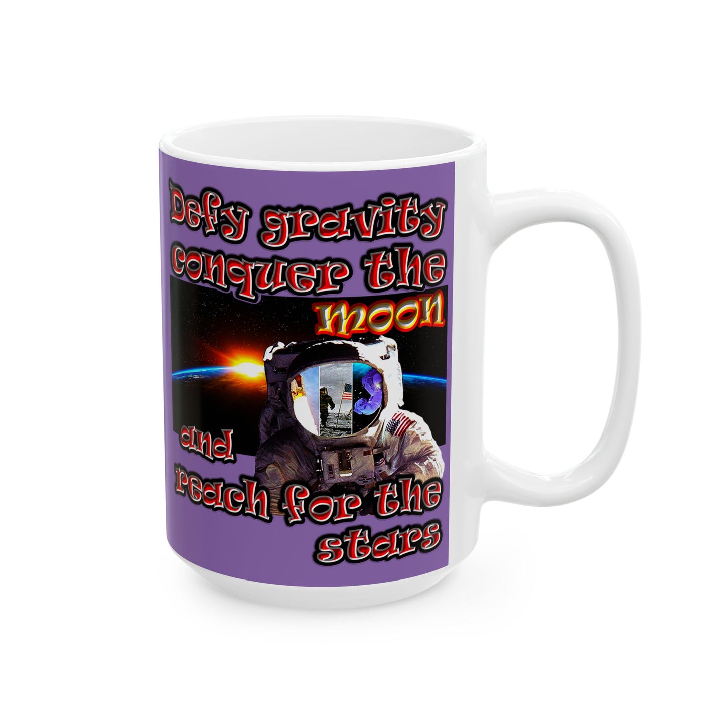 defy conquer reach - White Mug (light purple)