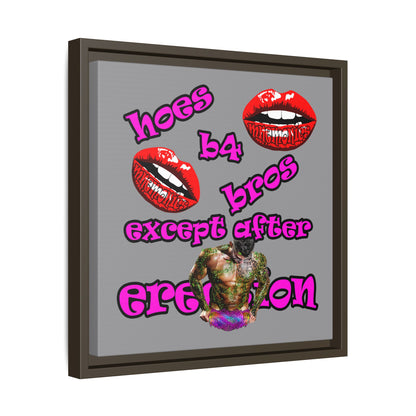 hoes b4 bros - framed canvas art (grey)
