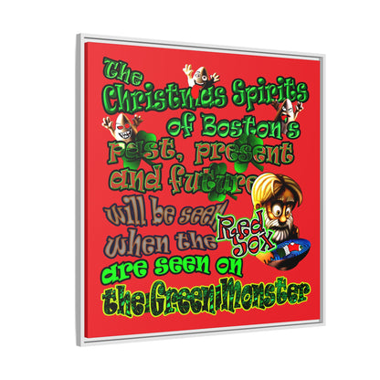 christmas spirits of boston - framed canvas art (red)