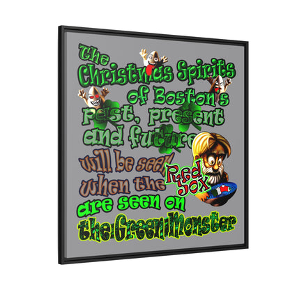 christmas spirits of boston - framed canvas art (grey)