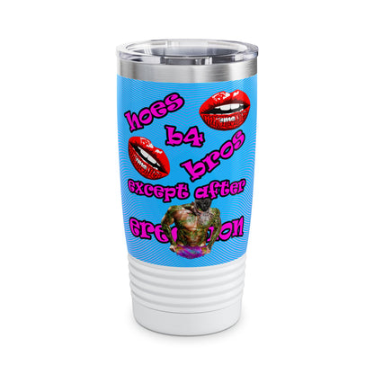 hoes b4 bros - Ringneck Tumbler, 20oz (light blue-purple wave)