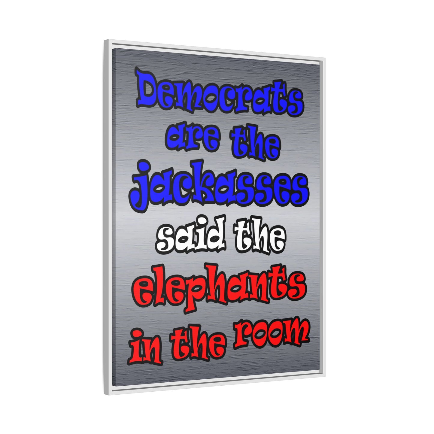 donkeys and elephants - framed canvas art (brushed nickel)