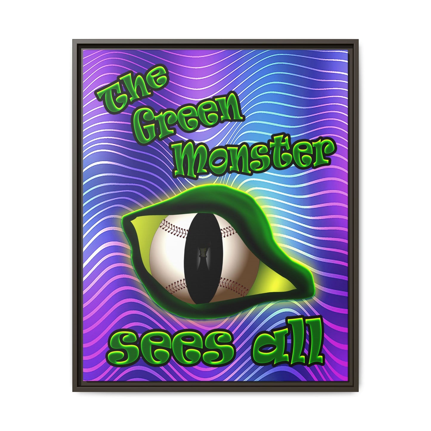 green monster - framed canvas art (purple wave)