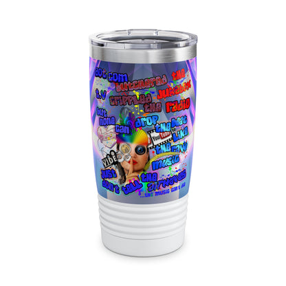 drop the beat - Ringneck Tumbler, 20oz  (grey-pink wave)