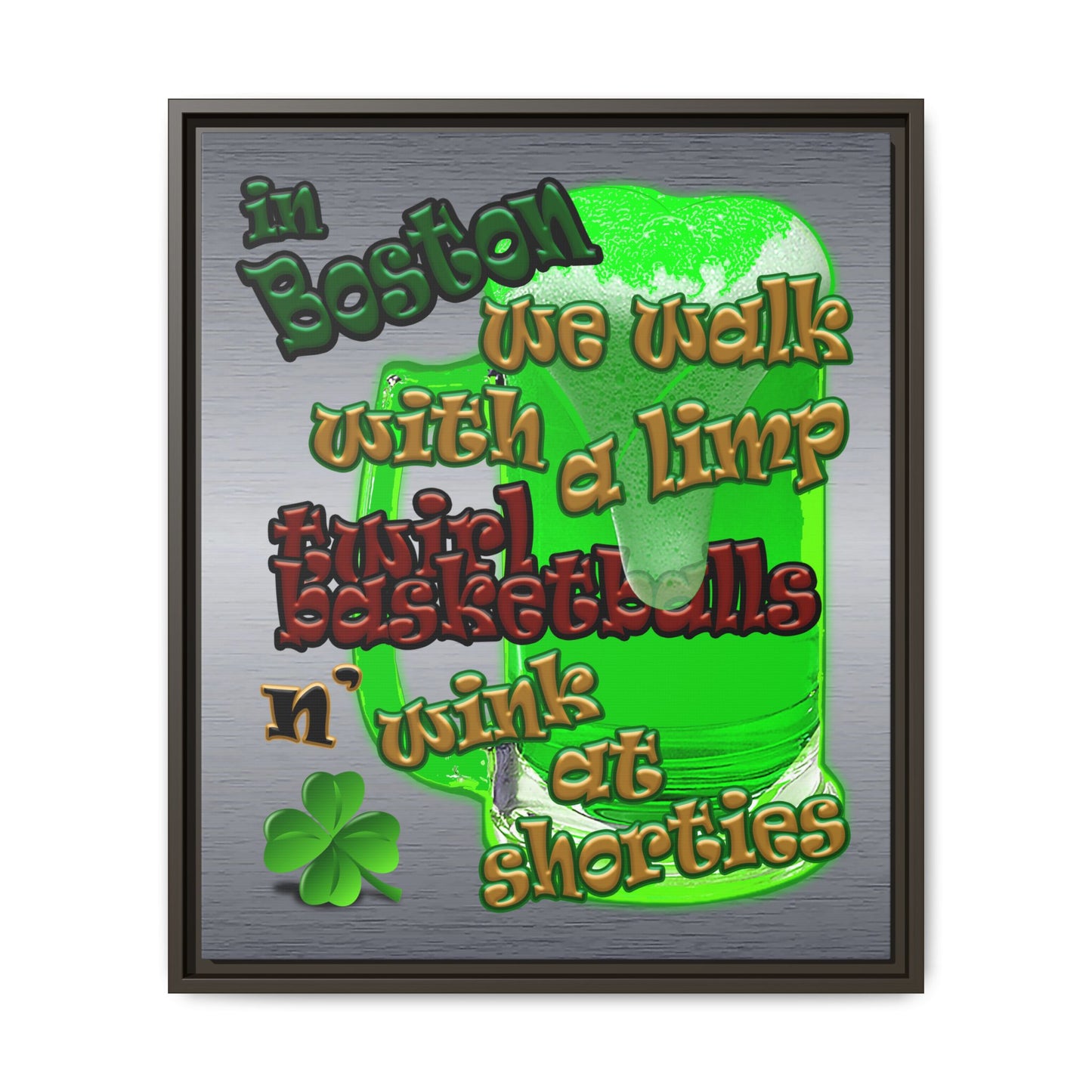 celtics logo - framed canvas art (brushed nickel)