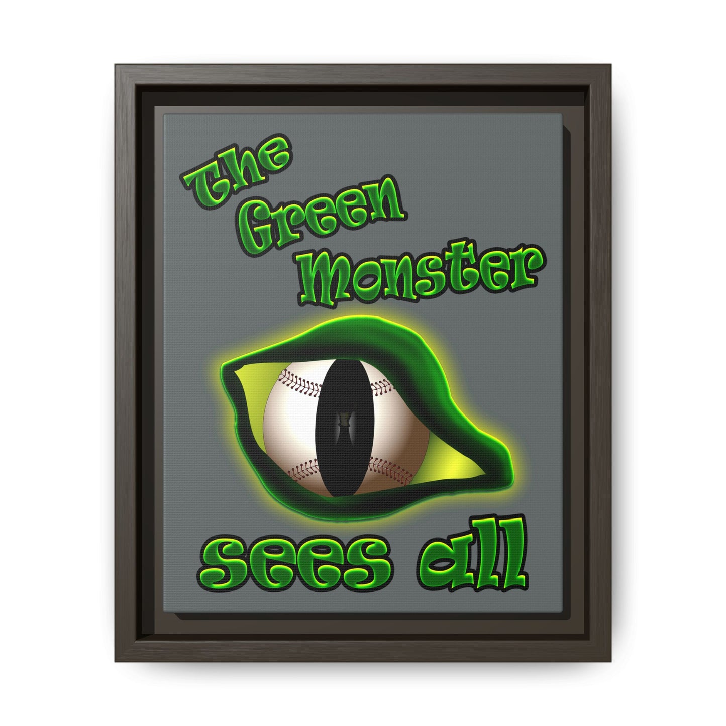 green monster - framed canvas art (dark grey)