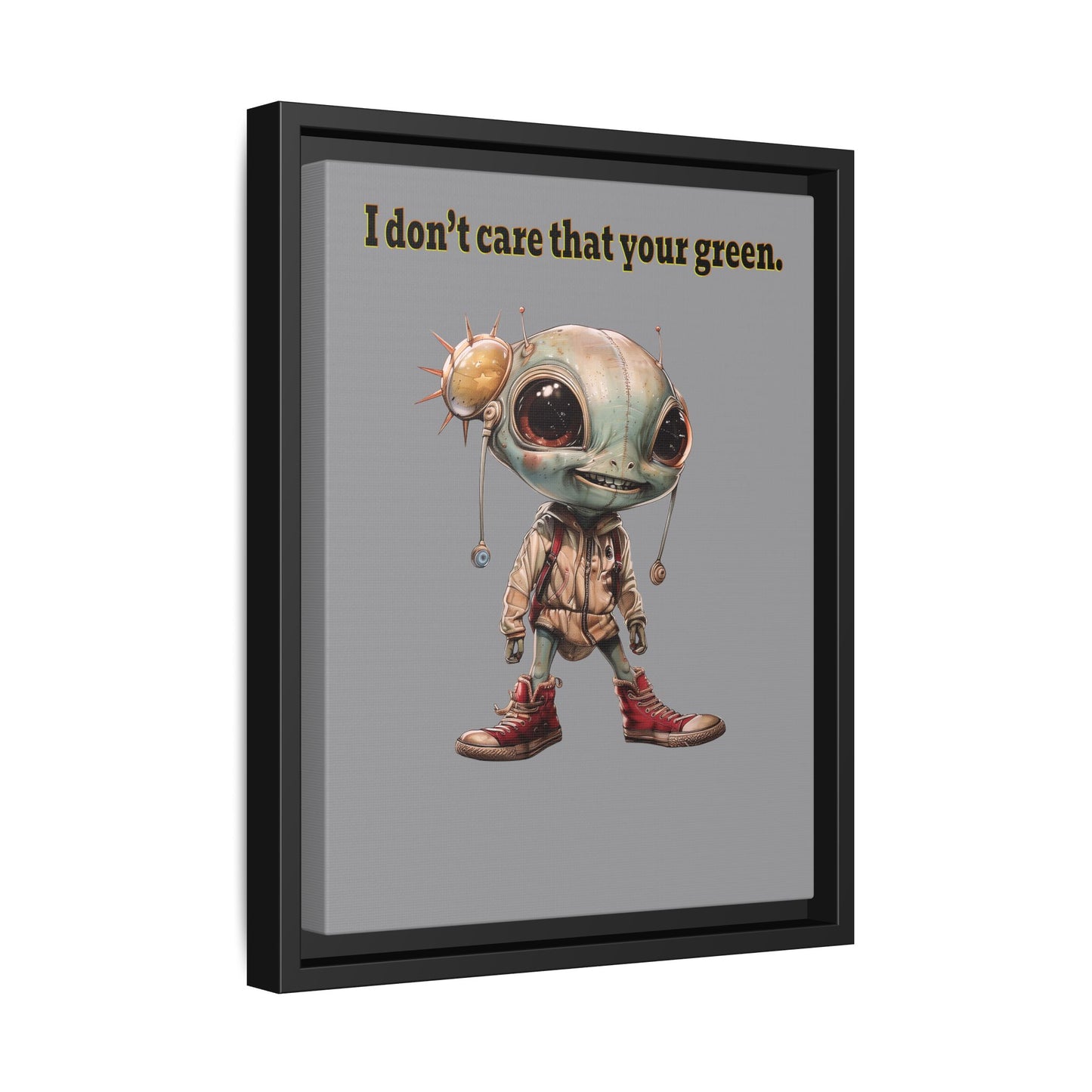 I don't care that your green - framed canvas art (grey)
