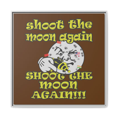 shoot the moon again - framed canvas art (brown)