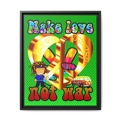 love peace - framed canvas art (logo green)